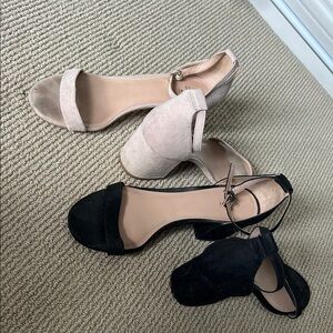 Call it Spring - Black and Beige Women's Suede Block Heels
